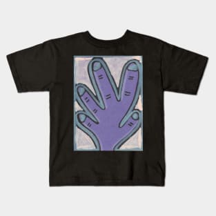 Purple Hand with Blue Nails Kids T-Shirt